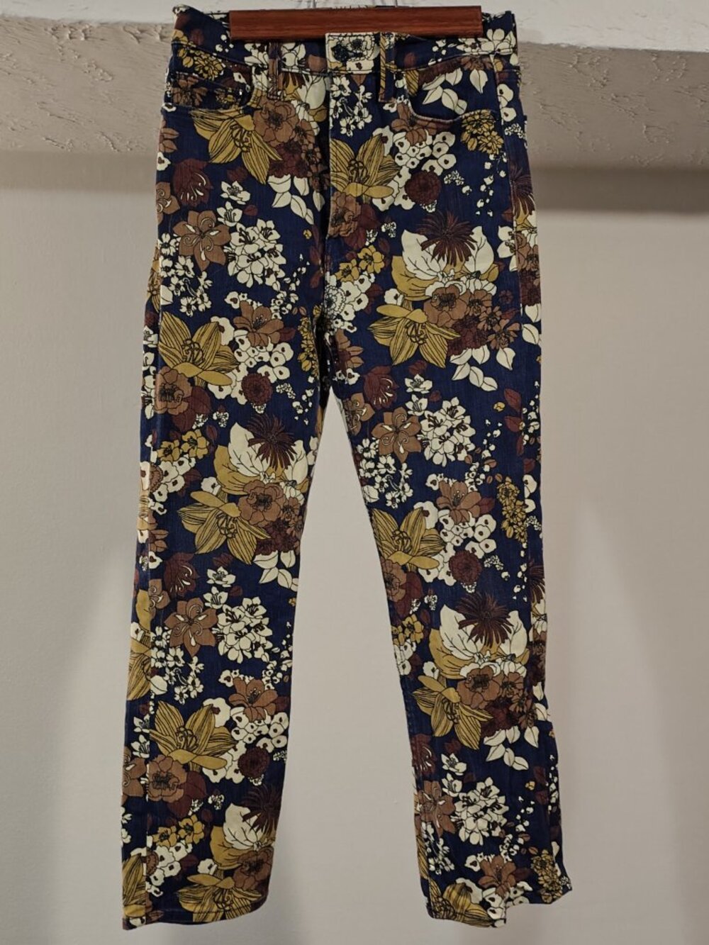 Mother Buncha Blooms Rider High Waist Ankle Straight Leg Jeans